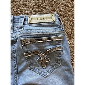 Rock Revival Denim Jeans Women's Size 26 Dee Boot Cut Light Wash Low Rise Bling
